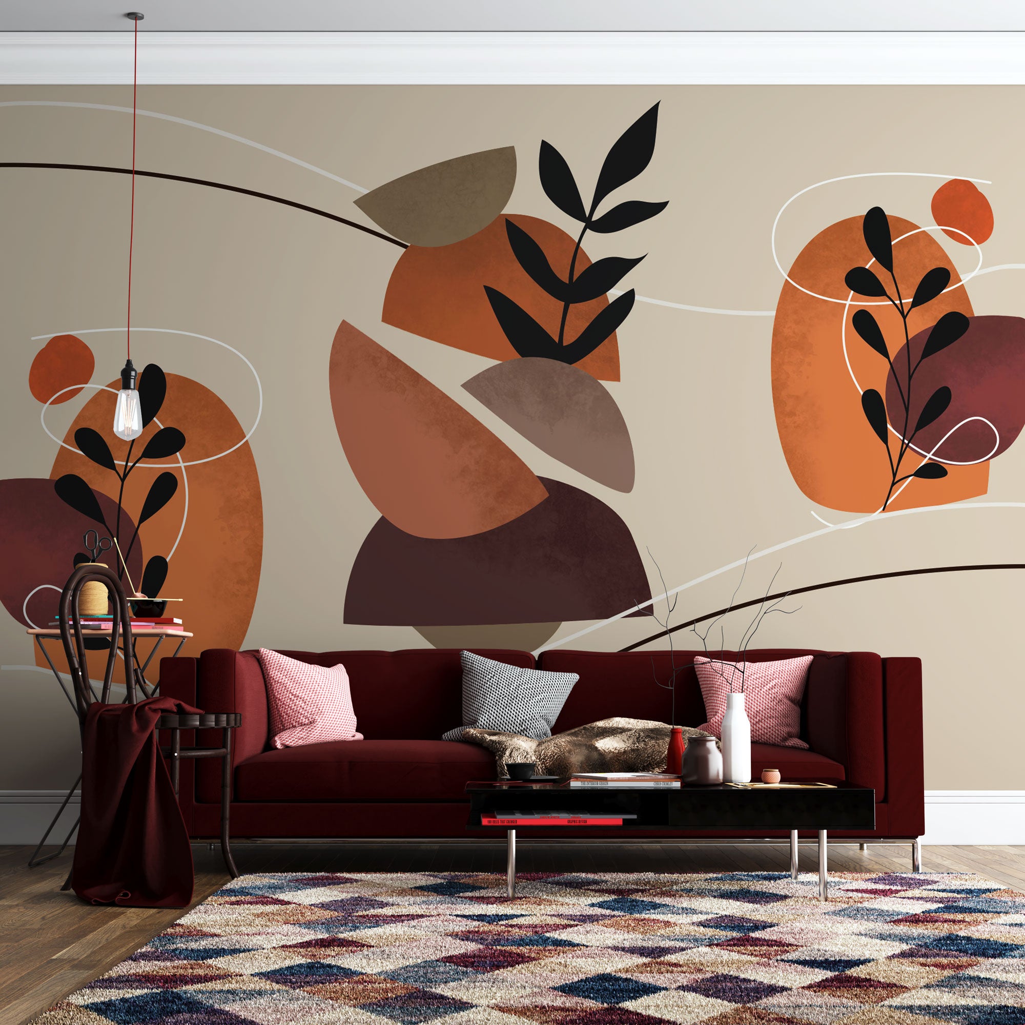 Modern Boho Soyut Botanik Duvar Kağıdı