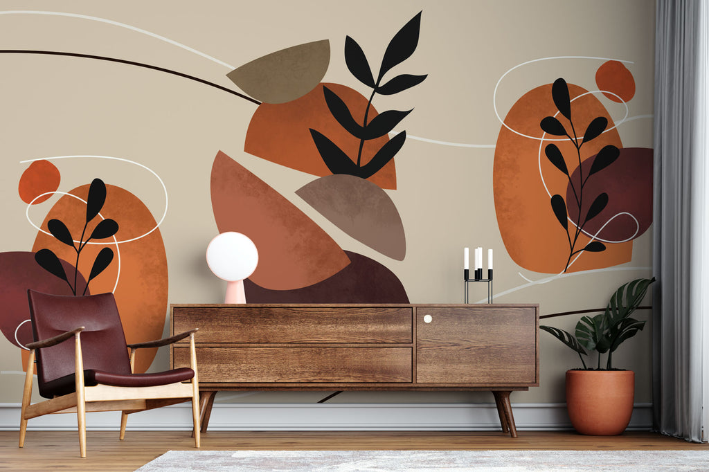 Modern Boho Soyut Botanik Duvar Kağıdı