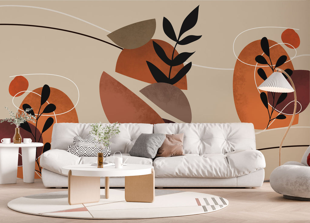 Modern Boho Soyut Botanik Duvar Kağıdı