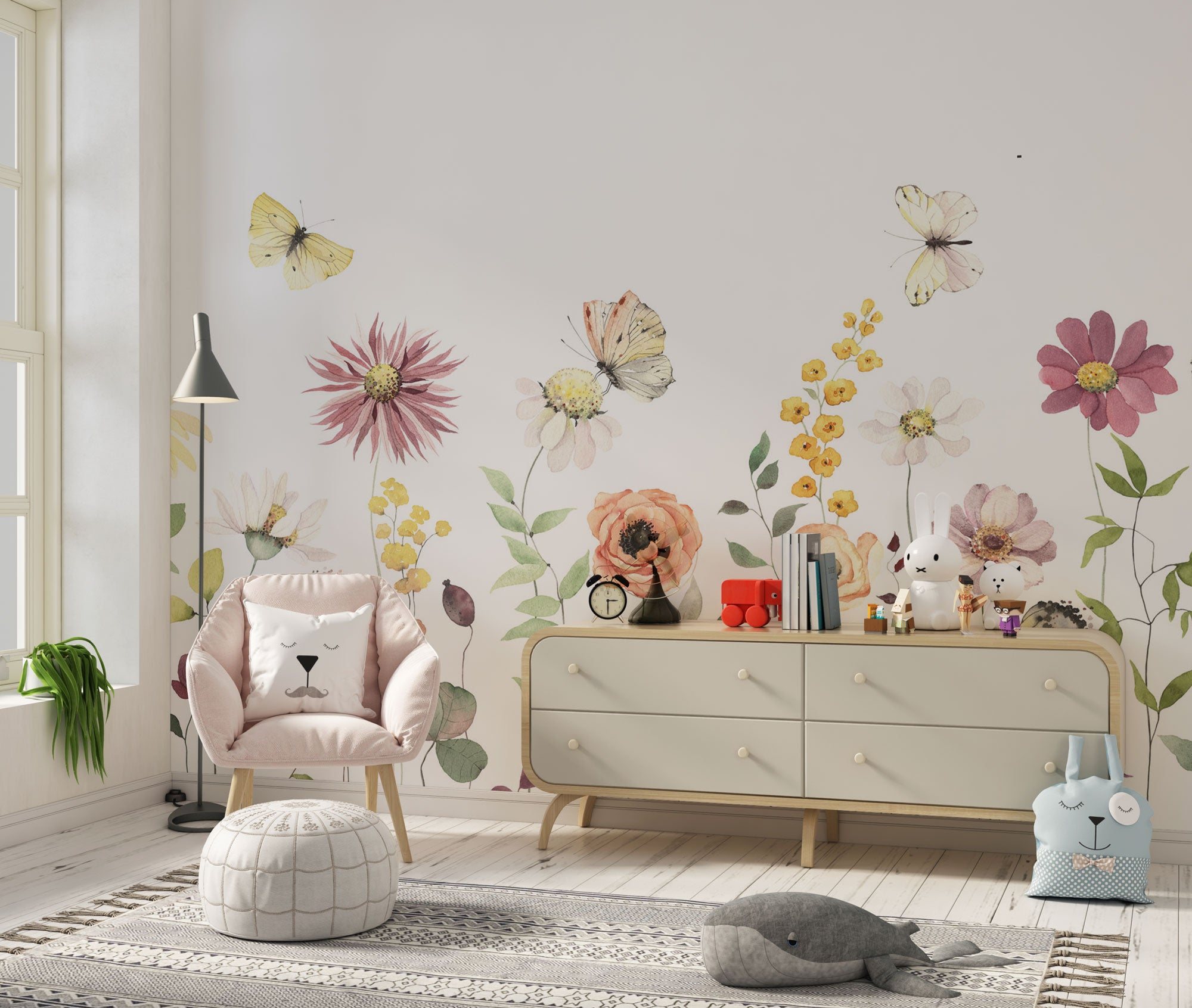 Suluboya Bahar Çiçekli Duvar Kağıdı -lot934