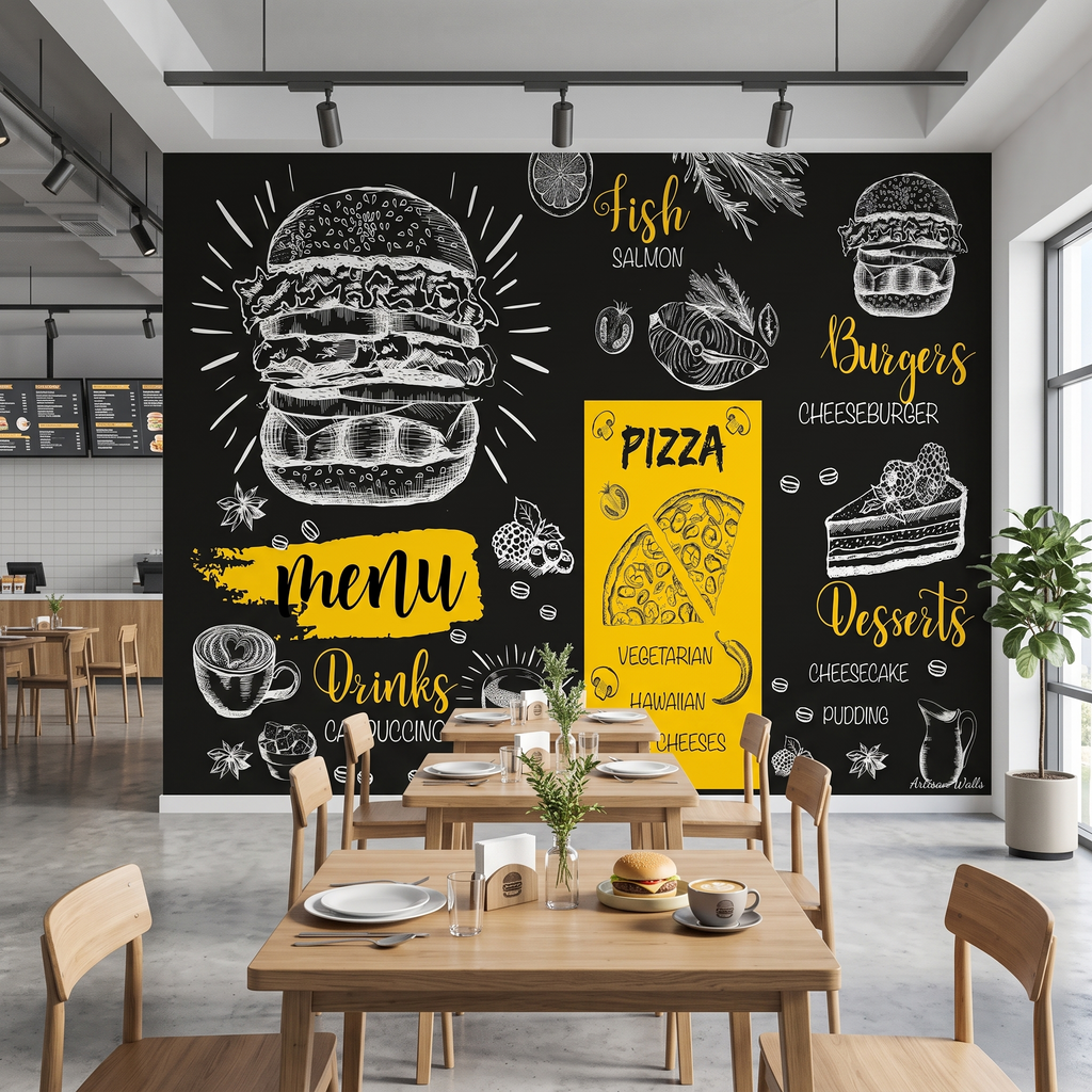 modern-restoran-ve-burgerci-icin-kara-tahta-menu-illusrastyonlu-duvar-kagidi