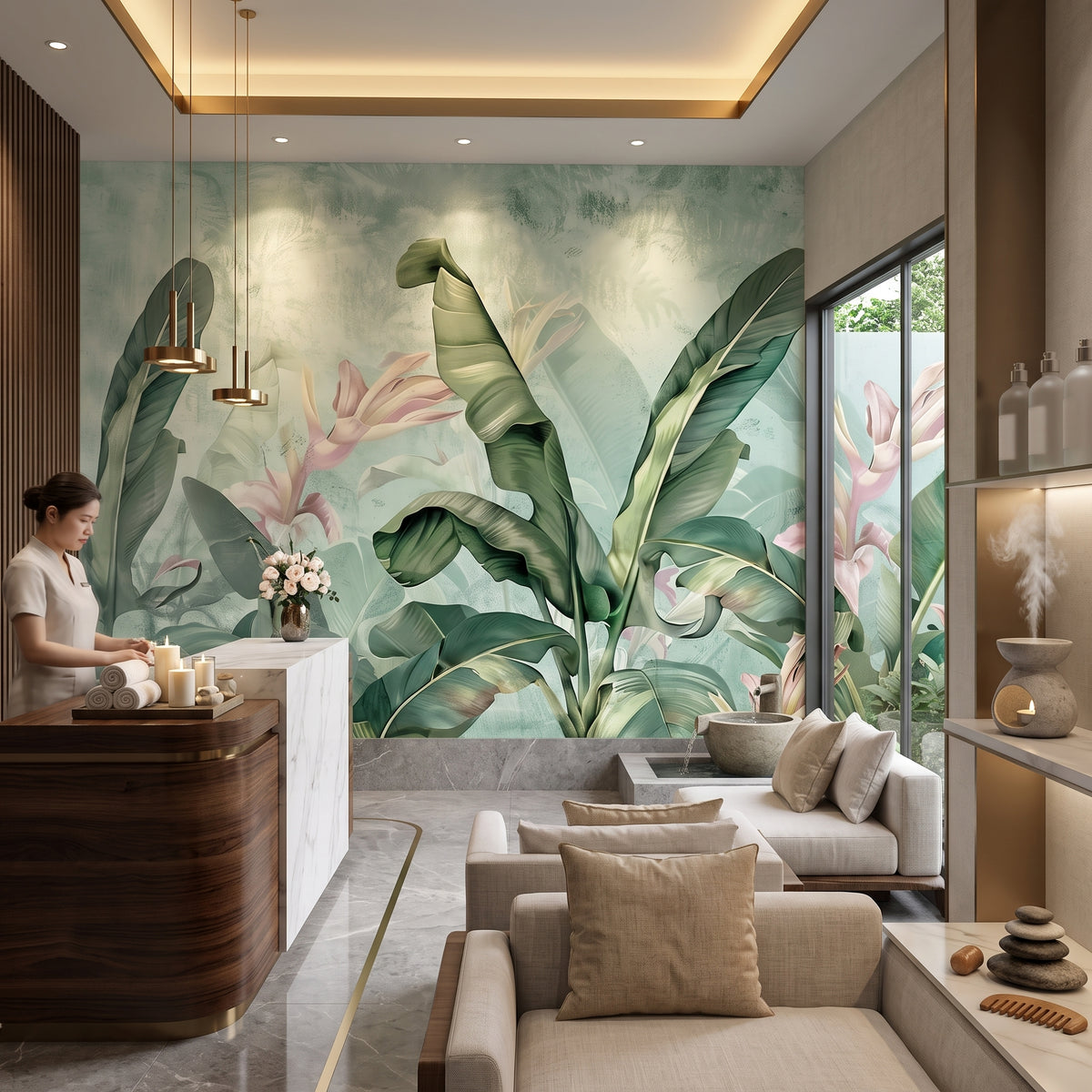 otel-ve-spa-bekleme-salonu-icin-huzur-veren-tropikal-botanik-duvar-posteri